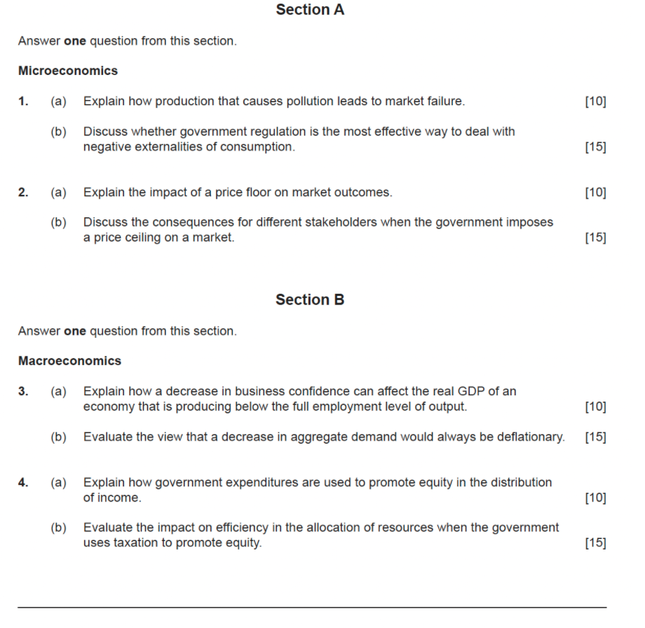 ib economics paper 2 sample response